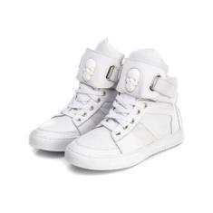 Tênis Sneaker Feminino Caveira Cano Alto Academia Couro Legítimo 50100