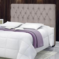 Cabeceira Estofada Barcelona King Sued Prata 200x125x12cm Casa H