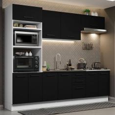 Cozinha Completa 270001 Com Armário E Balcão Branco/Preto