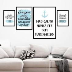 Kit 04 Quadros Decorativos Mar Calmo Azul 45x34Cm - Quadros On-Line