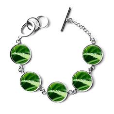 DIYthinker Bracelete com pingente de corrente e imagem de planta verde