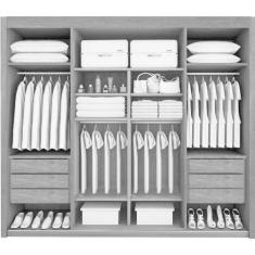 Guarda Roupa Casal Ripado com Espelho 6 Gavetas - Palladio Ruby - Móveis Bettio