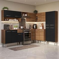 Armário de Cozinha Completa de Canto 417cm Preto/rustic Emilly Madesa 02