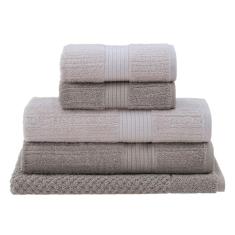 Jogo de Toalhas Buddemeyer Fio Penteado Canelado Gigante Marfim/Bege 5 peças