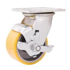 Rodizio giratório com freio 5" média 220kg núcleo ferro fundido poliur