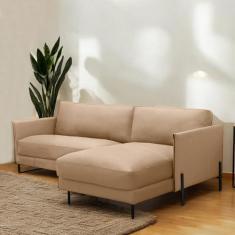 Sofá Decorativo Karine 3 Lugares Sala de estar 230cm com Chaise Pés em
