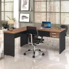 Mesa de Escritório em L 1,60x1,60M com 2 Gavetas Work30 - Compace