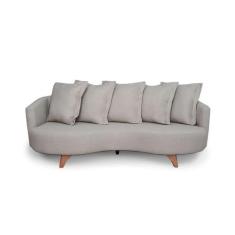 Sofá 3 Lugares Capri Veludo Bege 240 cm - Mobly, Bege, Fixo, O Sofá Ca