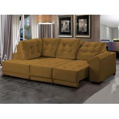 Sofá Canto 5 Lugares Chaise E 250 Cm Mola Bonnel Retrátil D26 Cama Lux
