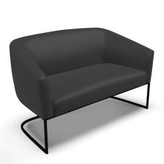 Sofá Namoradeira 2 Lugares Base Industrial Preto Stella Corino D03 - D`Rossi