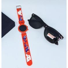 Kit Relógio de Pulso Infantil Digital Led Redondo Pulseira Silicone de