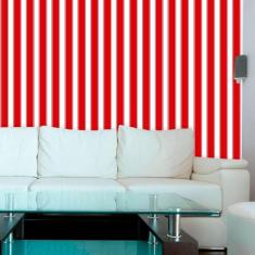 Papel de Parede Auto Adesivo Lavável  Listrado 0006 Vermelho e Branco 