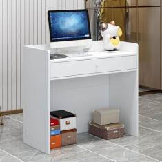 Mesa de balcão de recepção moderna, balcão de varejo para caixa com gavetas, pequena mesa de recepção de beleza, estação de trabalho de computador para salão de entrada, escritório, para loja de