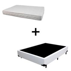 Cama Box Viúva 128 Tecido Sintético Branco Com Colchão Roma Espuma D45 Bege 54x128x188