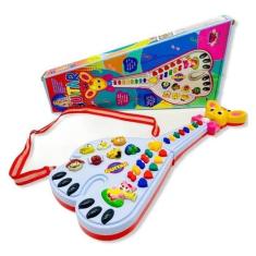 Guitarra Infantil Girafa com Luz e Som Piano - Mundo Encantado