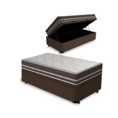 Cama Box com Baú Solteiro King + Colchão de molas - Anjos - Classic Superlastic 96cm