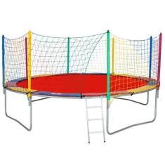 Cama Elástica 4,27M 4 Pés ChicoPlay Lona Vermelha Nacional Com Emenda