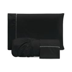 Jogo De Lençol Casal 3 Peças 300 Fios Preto