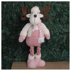 Boneco Natal Rena Rosa Natalina Perna Ajustável 90Cm