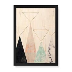 Arte Maníacos Quadro Decorativo em Madeira Picos Mármores - 23x16,25cm (Moldura caixa em laca preta)