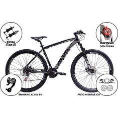 Bicicleta Aro 29 Mtb Ecos Aluminio 27 Marchas Cambio Shimano Altus Suspensao Com Trava Freios A Disc-Unissex