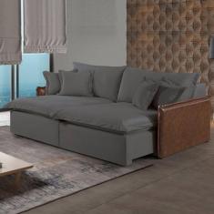 Sofá 2 Lugares Retratil 174cm M160 Linho/Cinza Escuro