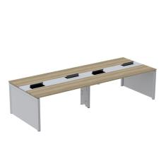 Mesa de Plataforma Dupla para 4 Pessoas Corporativa 120x140/4p Noce Naturalle/Cinza