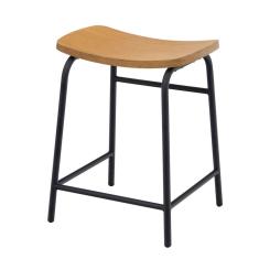 Banqueta Banco Baixo Canoa Elegante Conforto Industrial Preto/Amêndoa