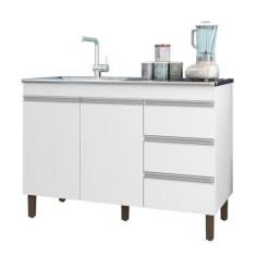 Balcão Pia 6150 Sem Tampo 119 Cm 2 Pt 3 Gv Branco PLLA - Peternella,  