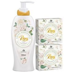 1UN Loção Hidratante Corporal +2UN Sabonete Rosas Brancas - Davene