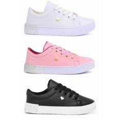 Kit Três Tênis Casual Versátil Infantil Feminino Conforto e Estilo Alt