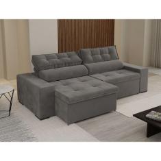 Sofá Premium com Molas Bonel Retrátil e Reclinável Florenza 2,30m Cinz