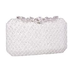 Adoptfade Bolsas femininas grandes com strass para noite, Prata