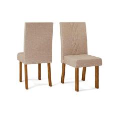 Cadeira Sala De Jantar Elis Kit 2 Un Carvalho Nobre/linho Saara - Dj Móveis