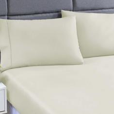 Jogo Lençol 400 Fios Ponto Palito Cama Queen 3pçs Poliéster - Caqui