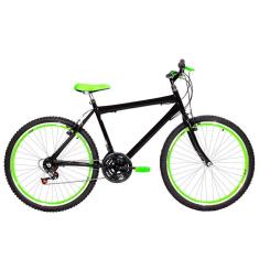 Bicicleta Masculina Aro 26 Mtb Aero 18 Marchas Cor Preta E Verde