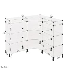 Balcão de Atendimento L Modulado em Vidro 1,00 x 1,10 x 1,00