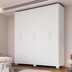 Guarda-Roupa Casal Canadá 6 Portas 100% MDF Linhamobília, Branco