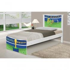 Cama Solteiro Adesivada Copa Do Mundo Brasil Com Colchão