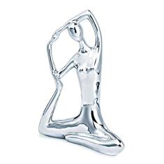 ESCULTURA YOGA PRATA EM PORCELANA