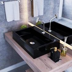 Kit Cuba Rt55 Com Torneira Pratika 1060 Metal e Válvula Click 1 Polegada G e Sifão Pvc e Flexível Compace Preto