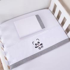 Jogo De Lençol Para Berço Americano 3 Peças Panda