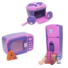 Kit infantil comida geladeira fogão microondas panela 41p