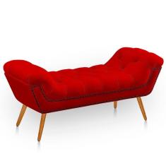Recamier Estofada Casal Ayla Veludo Cor Vermelho