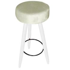 Banqueta Alta Flora Pés Palito em Madeira Branco para Bar Bistrô Cozin