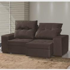 Sofá Retrátil e Reclinável 3 Lugares com Baú Nabas Estofados