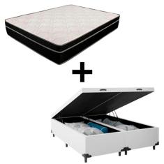 Cama Box Baú King 193 Bipartido Tecido Branco Com Colchão Paris De Molas Bello Box 67x193x203