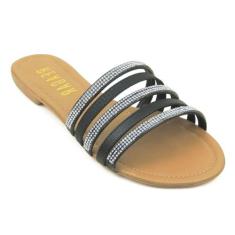 Rasteira feminina com strass Reagar Preta Ref.:6539, Preto, 36