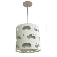 Lustre Infantil Pendente Recorte Carrinhos  25x25 Cinza - Tom Luz