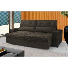 Sofá Retrátil E Reclinável 210 Cm Alaska Veludo Tabaco